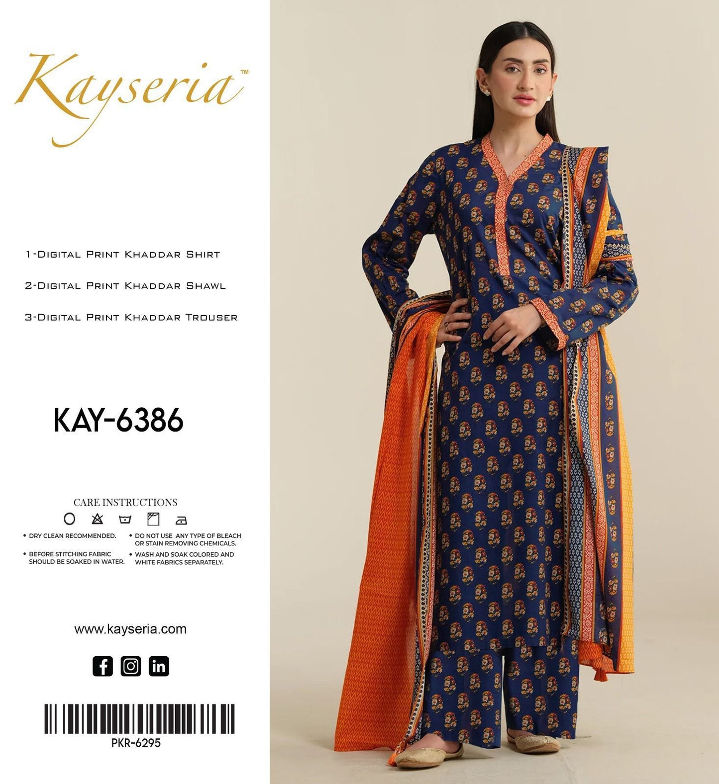 Buy Premium Khaddar 3-Piece Suit – Digital Print Winter Collection 2025