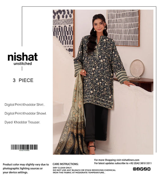 Buy Premium Khaddar 3-Piece Suit – Digital Print Winter Collection 2025