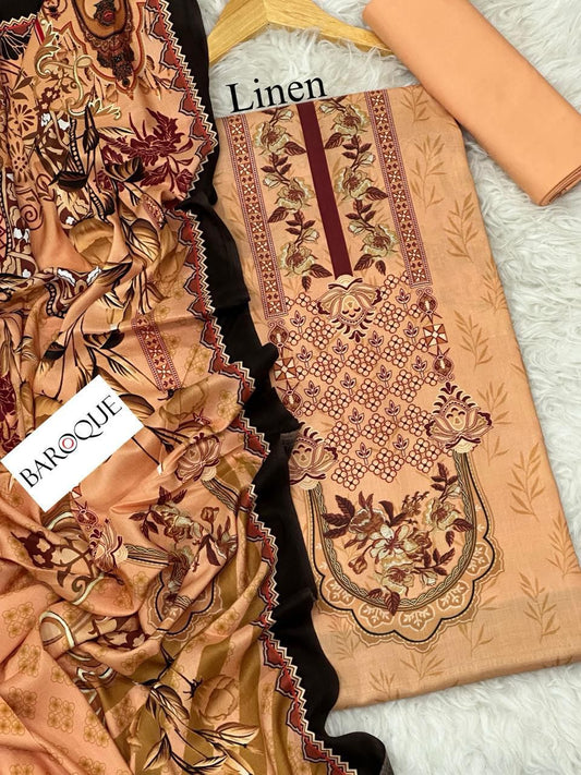 3 Piece | Unstitched Linen | Winter 25'