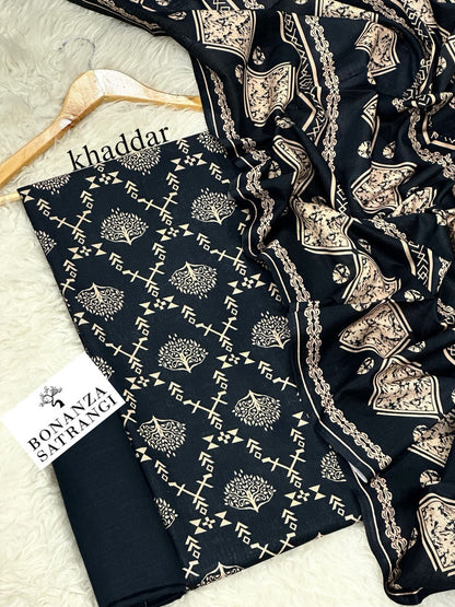 Buy Premium Khaddar 3-Piece Suit – Digital Print Winter Collection 2025