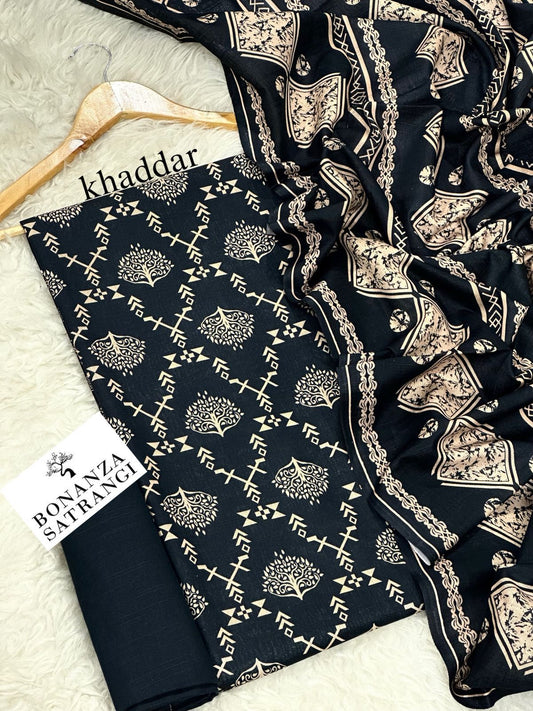 Buy Premium Khaddar 3-Piece Suit – Digital Print Winter Collection 2025