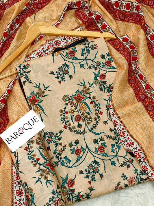 Buy Premium Khaddar 3-Piece Suit – Digital Print Winter Collection 2025