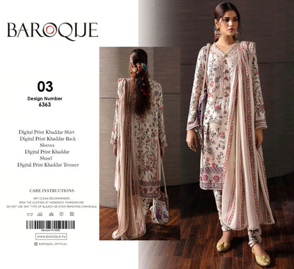 Buy Premium Khaddar 3-Piece Suit – Digital Print Winter Collection 2025