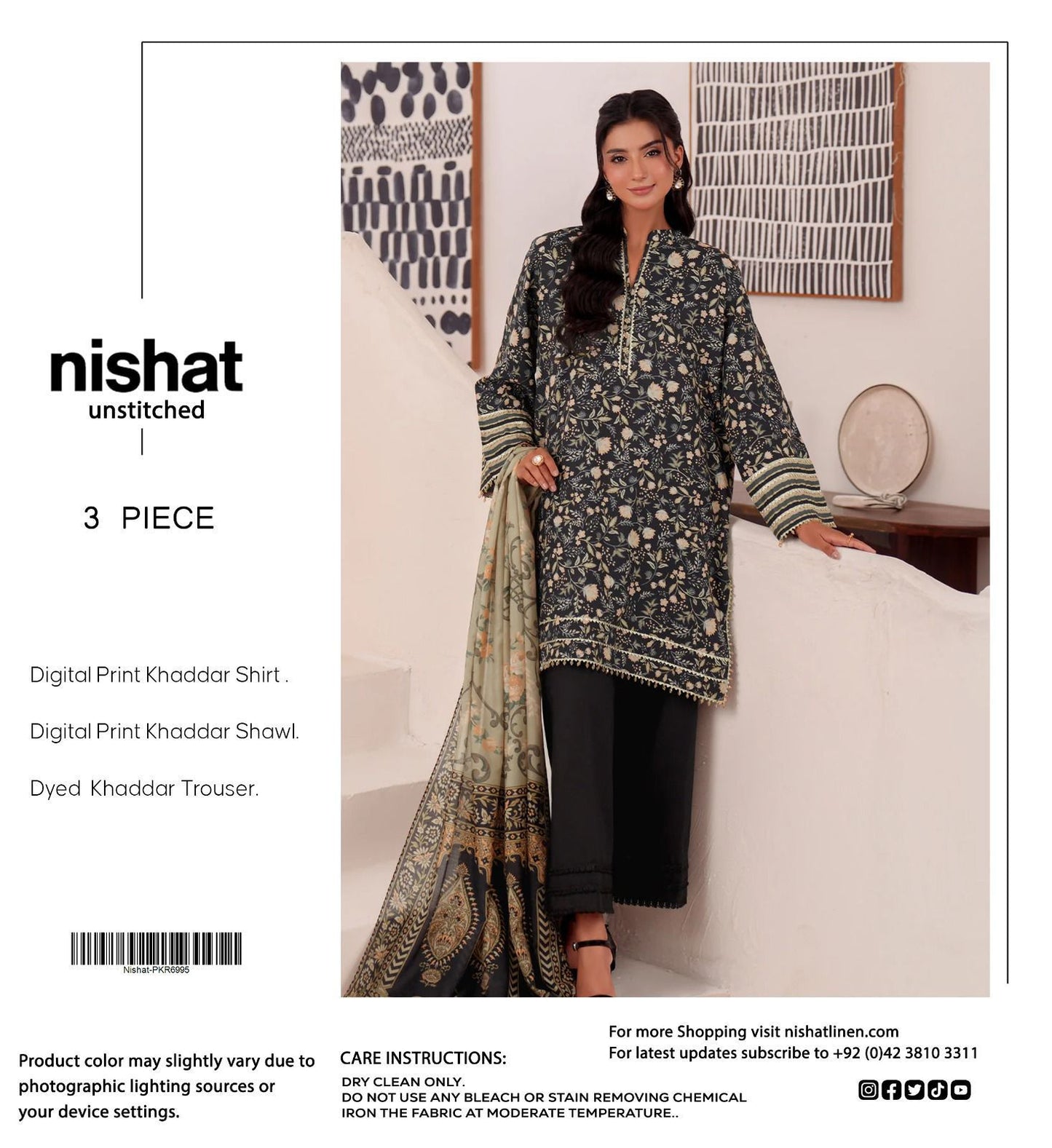 Buy Premium Khaddar 3-Piece Suit – Digital Print Winter Collection 2025